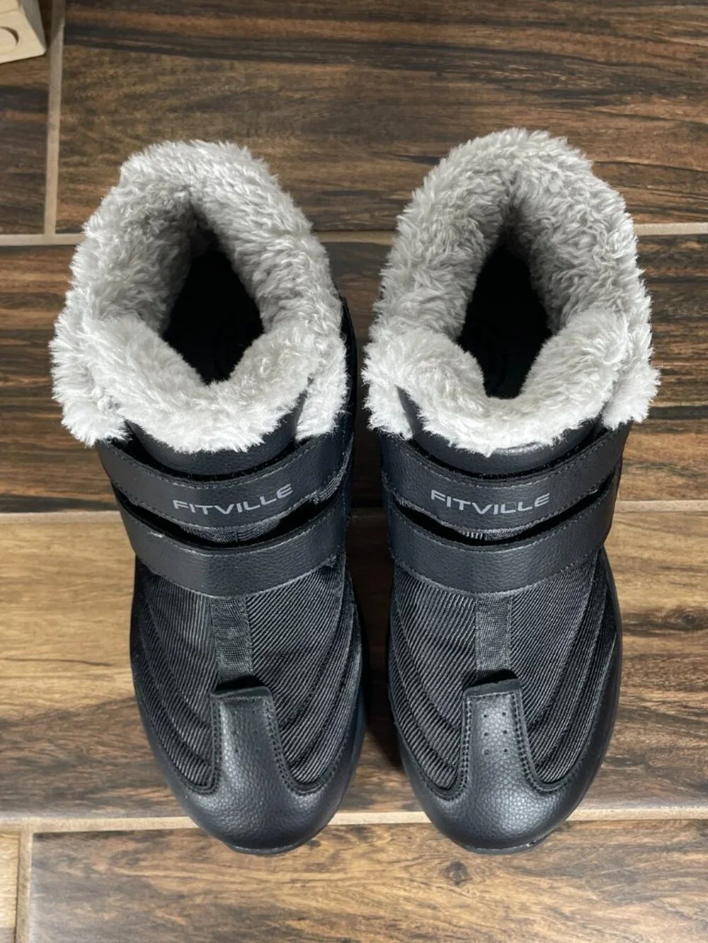 FitVille CozyCore V3 Shoes Mens Size 9 Wide Black Double Strap Winter Boot